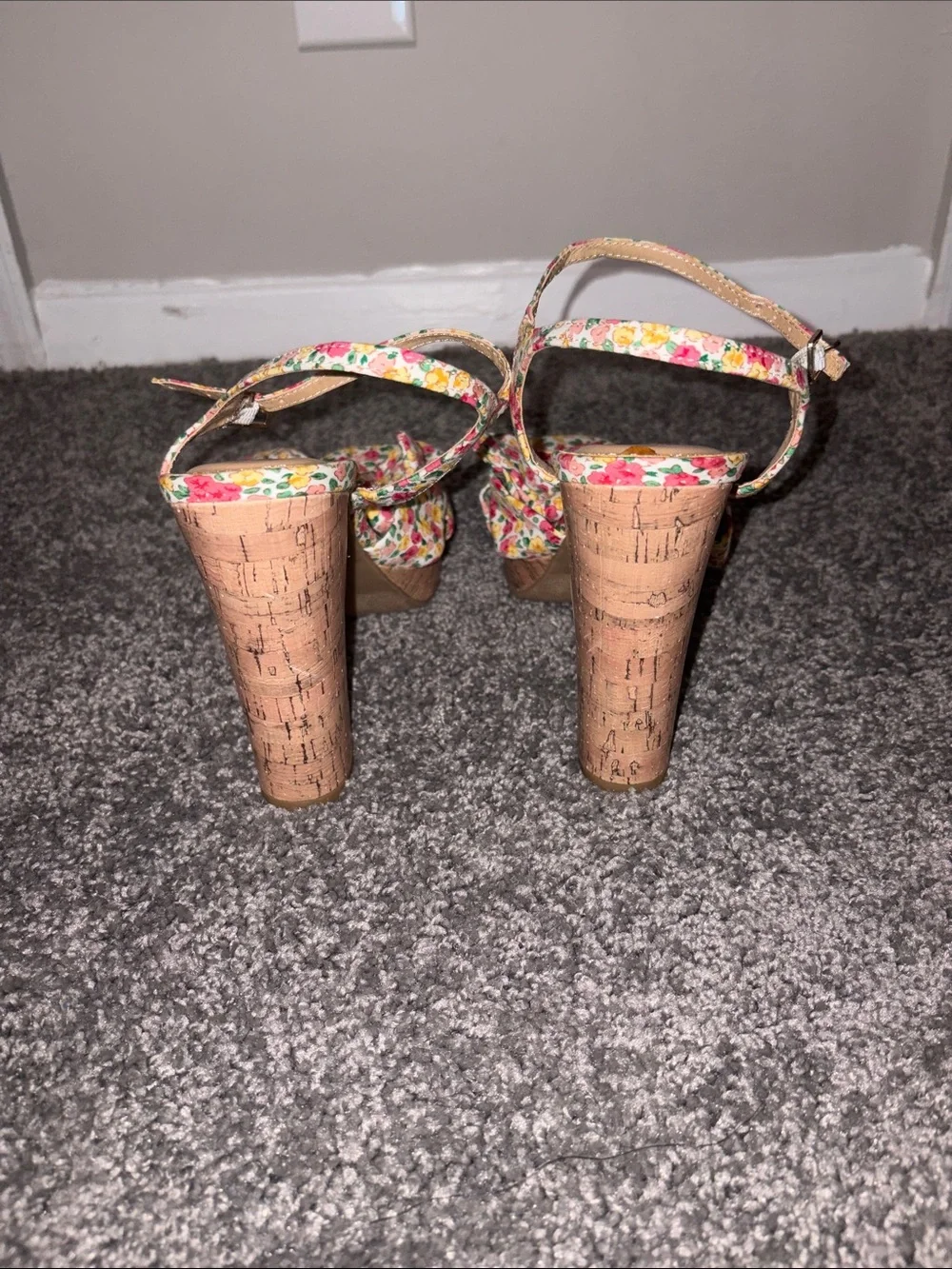 LC Lauren Conrad Floral Platform Sandals - Yellow, Pink, Green